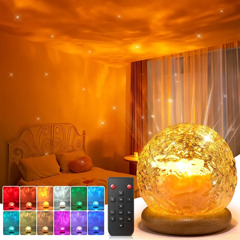 PIKOY Lampada a sfera di vetro effetto onde