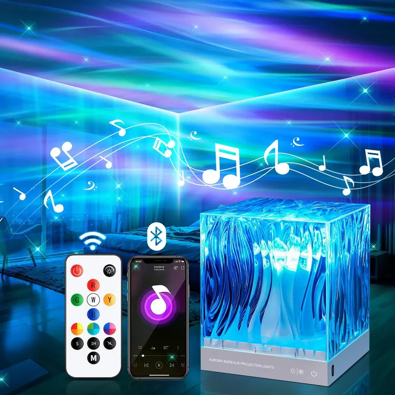 PIKOY Proiettore aurora a cubo con rumore bianco e Bluetooth